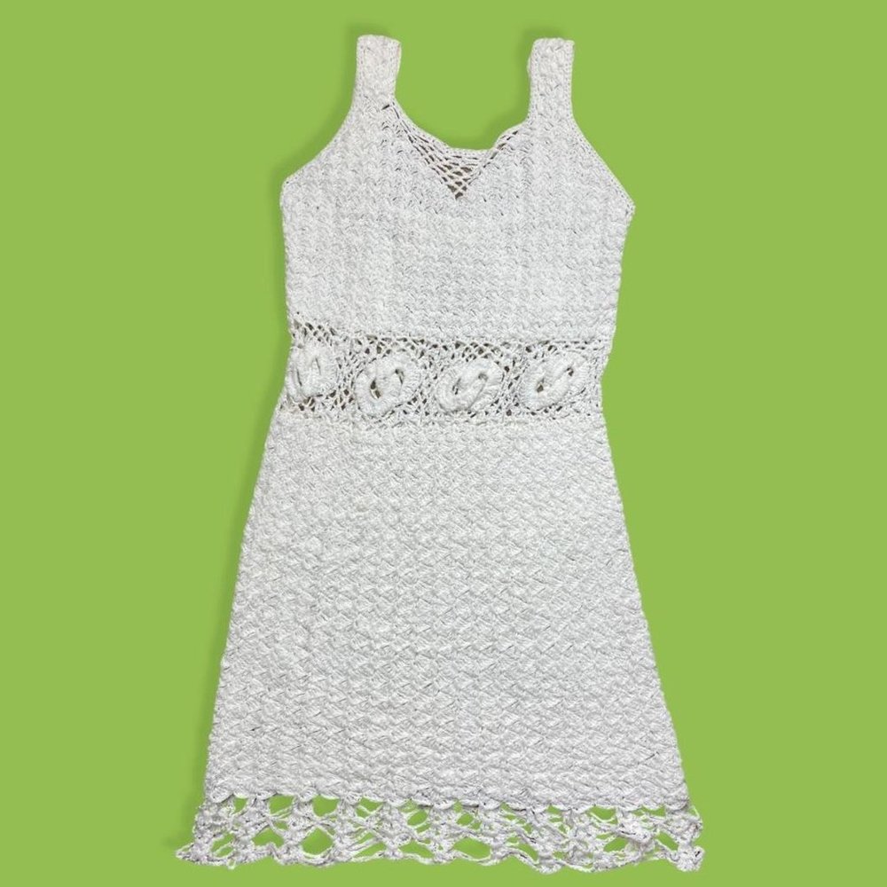 Vintage Ivory Open Knit/Crochet Dress
